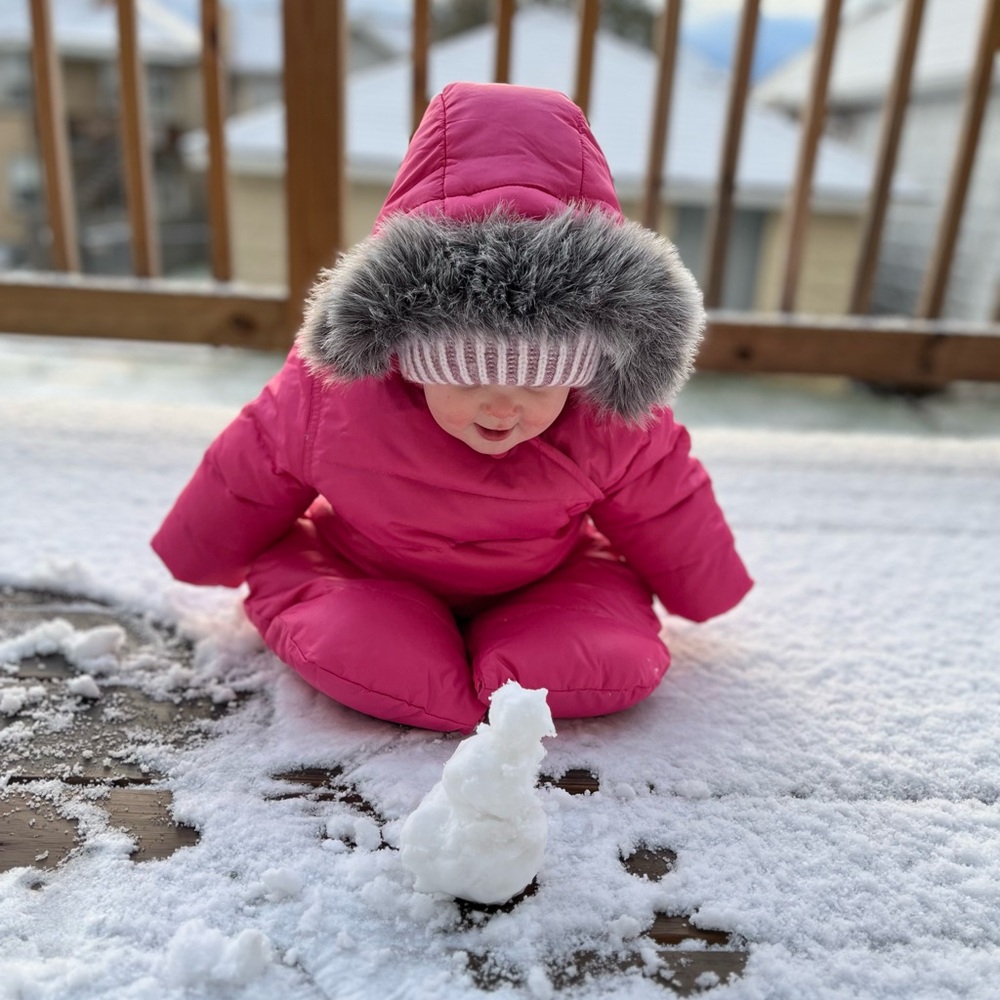 Pink Baby Snowsuit with Faux Fur Trim